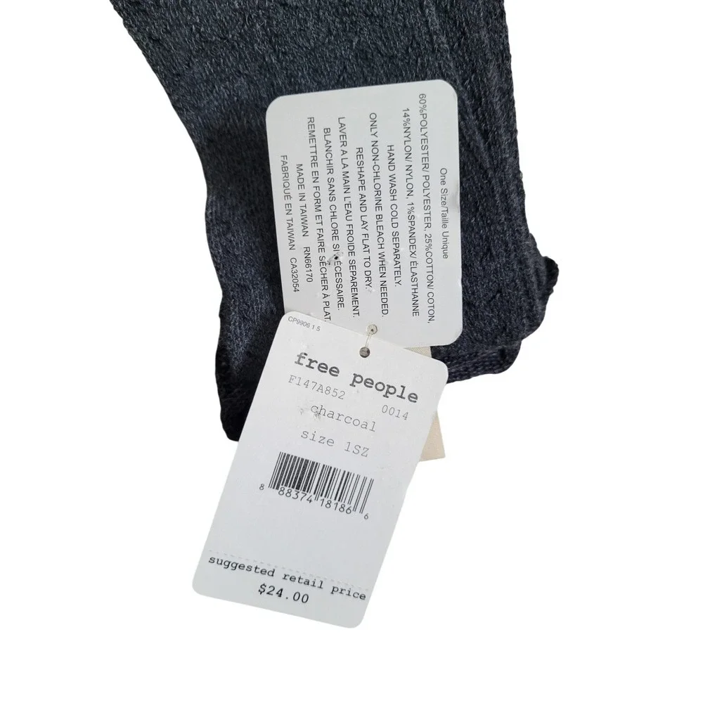 Free People Charcoal‎ Grey Knit Leg Warmers One Size NWT F147A852